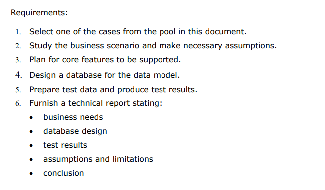 Please use SQLiteStudio to showcase the work Requirements: 1. Select one