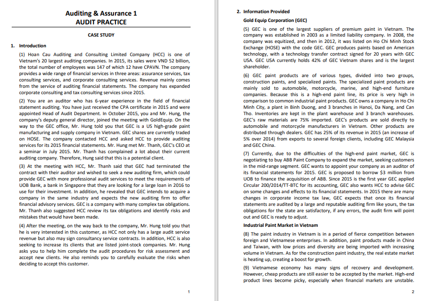 QUESTIONS: Based on the information provided about the internal control system,