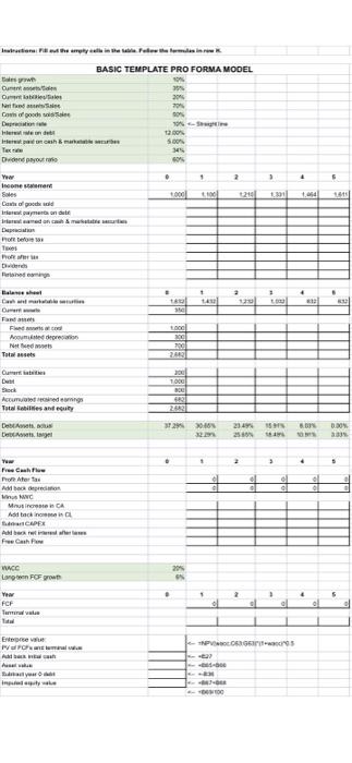 in the follow the desire BASIC TEMPLATE PRO FORMA MODEL Outside One