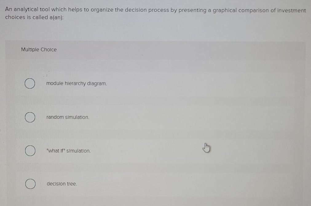  An analytical tool which helps to organize the decision process by