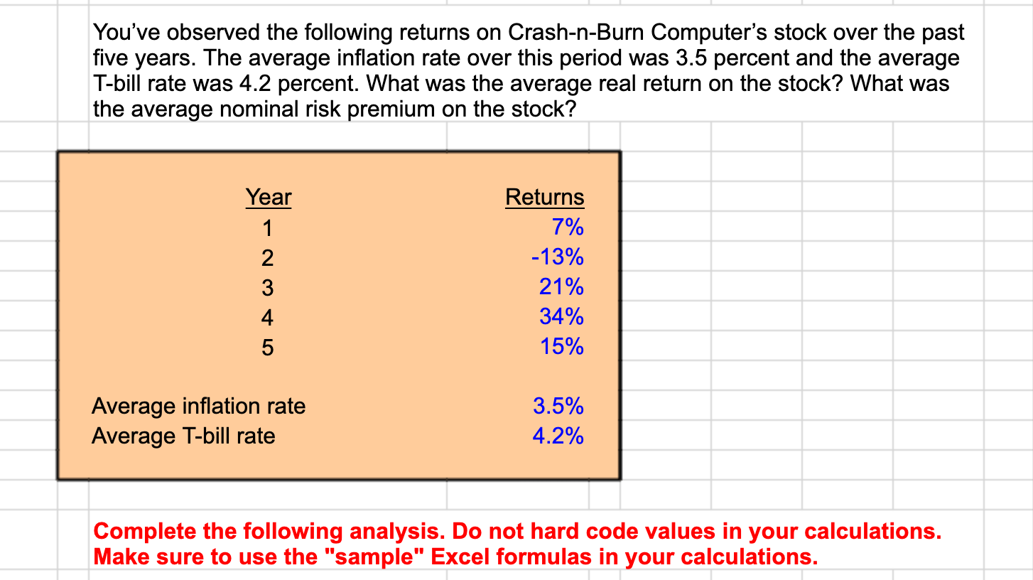 PLEASE ANSWER IN EXCEL FORM WITH EXACT CELL FORMULAS USED TO SOLVE