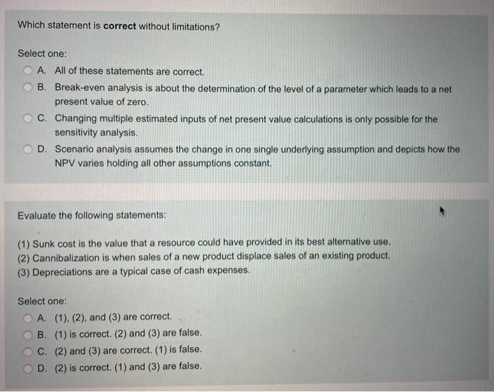 PLEASE JUST SELECT CORRECT ANSWER WITHOUT EXPLAIN Which statement is correct without