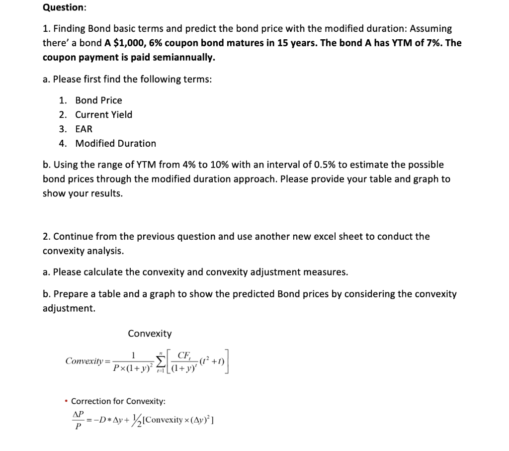 Question: 1. Finding Bond basic terms and predict the bond price