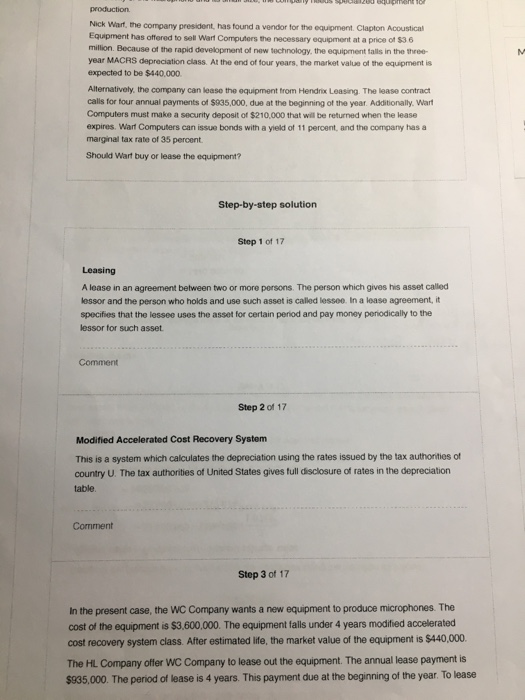 development of new technology, the equipment falls in the three- year MACRS