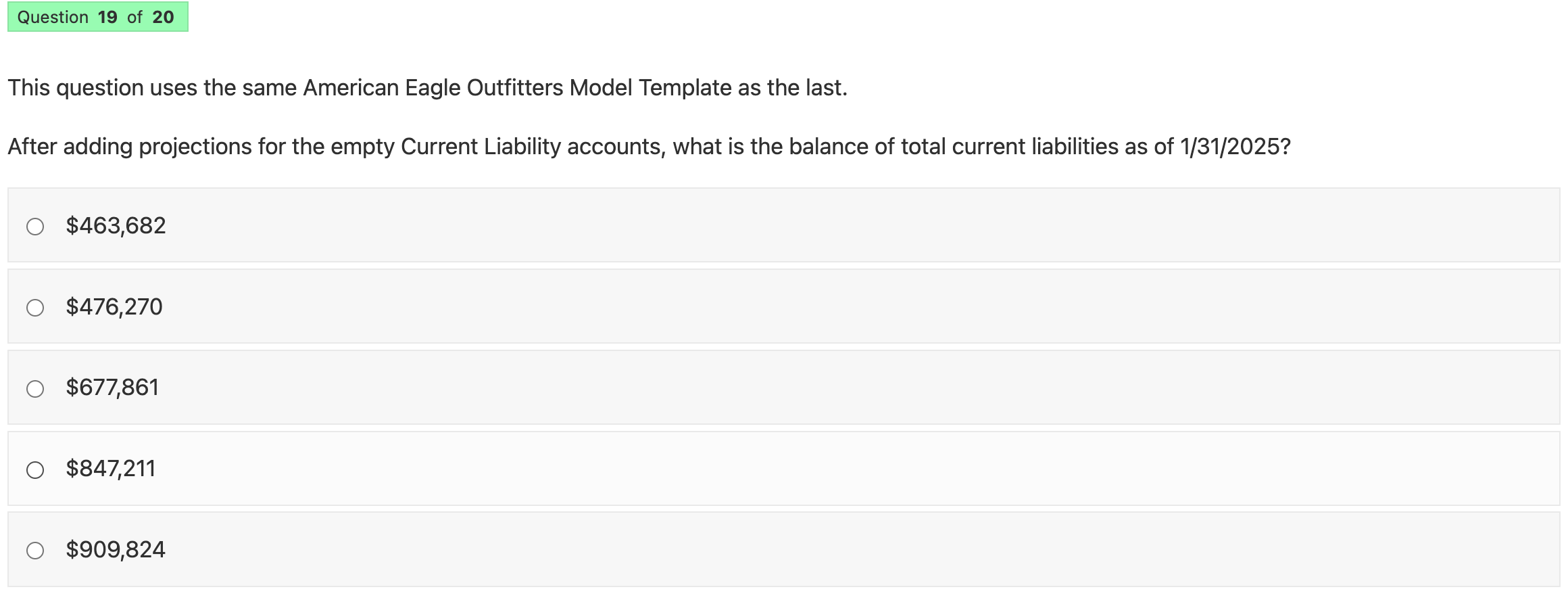 This question uses the same American Eagle Outfitters Model Template as