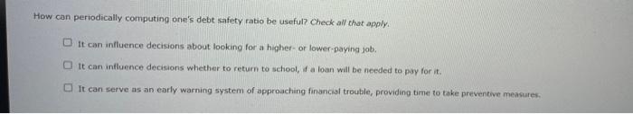 loan ryments must have Van's debt safety rato changed to 20%. His