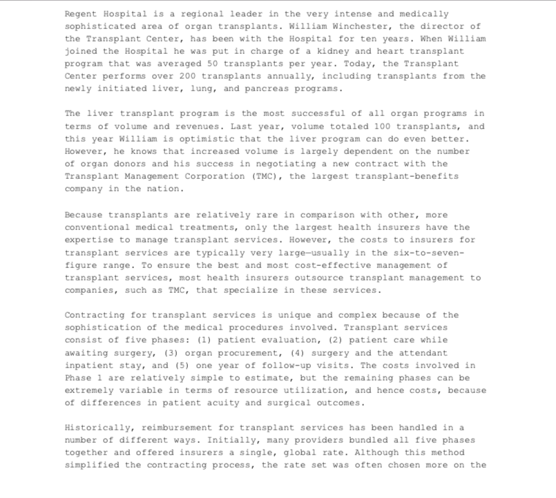 This Case Study is 6 questions and the topic is Health Care