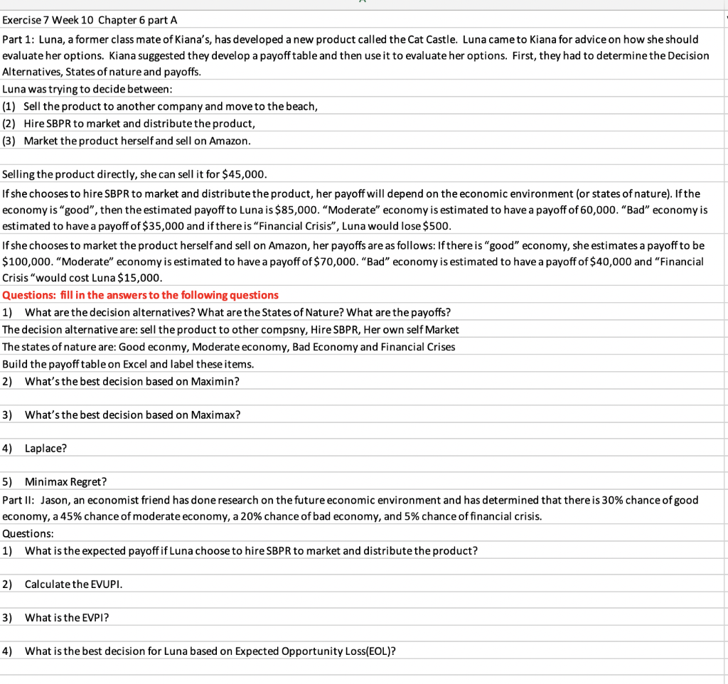 Exercise 7 Week 10 Chapter 6 part A Part 1: Luna,