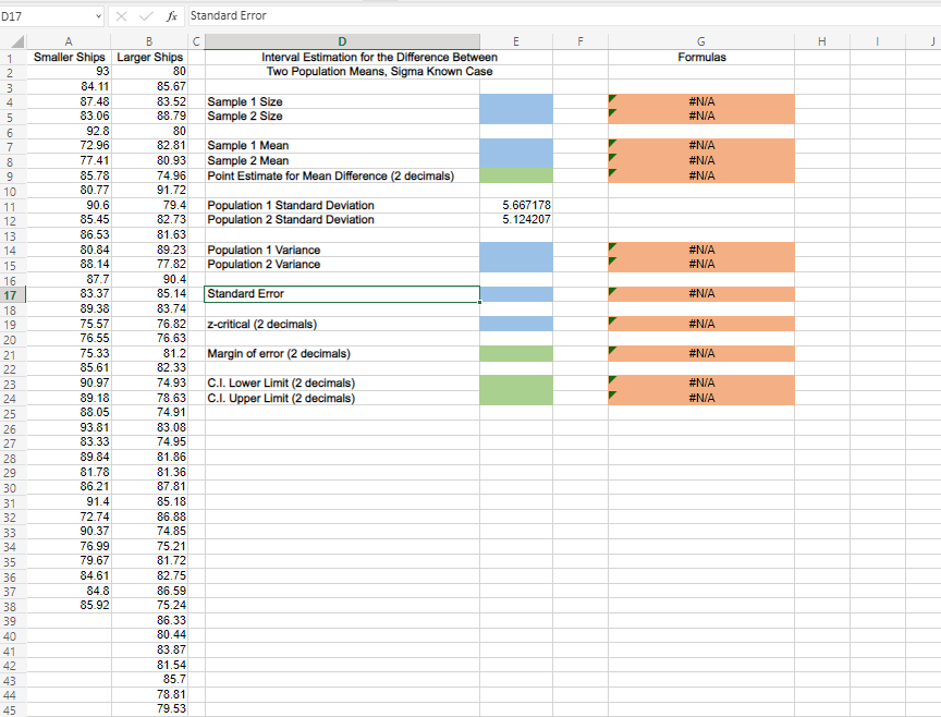  D17 ft Standard Error E F H D Interval Estimation for