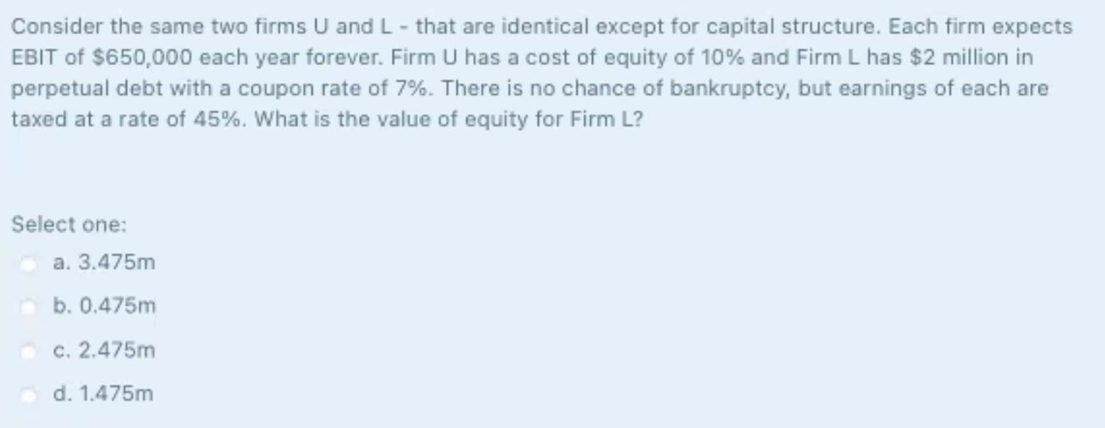  Consider the same two firms U and L - that are