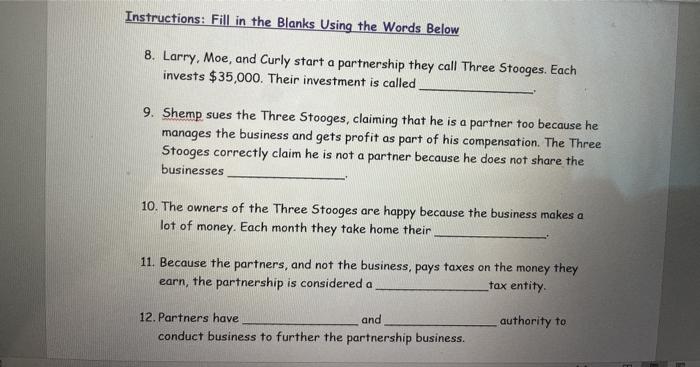  please answer all these qustions using these words to fill in