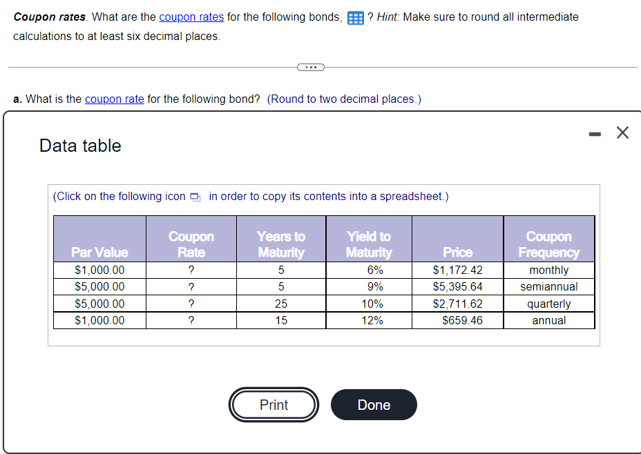 ? Hint: Make sure to round all intermediate Coupon rates. What