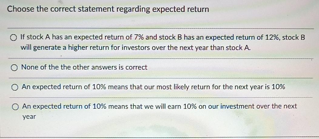 0.40 0.30 12% 30% Calculate the expected return for this security. O