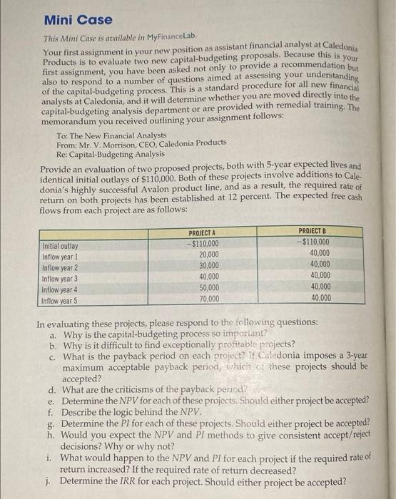  your Mini Case This Mini Case is available in MyFinance Lab,