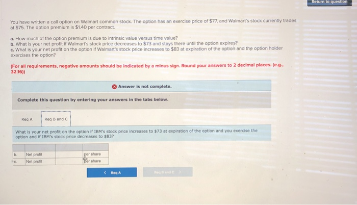 option on Walmart common stock. The option has an exercise price of