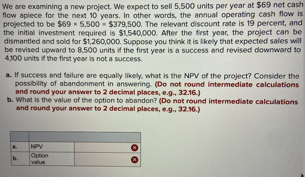 undefined We are examining a new project. We expect to sell 5,500