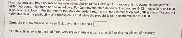  please answer and I'll a thumbs up Financial analysts have estimated