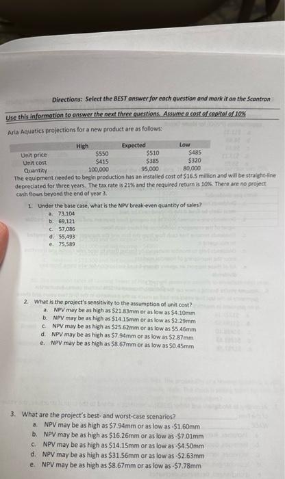 3.only Directions: Select the BEST answer for each question and mark it