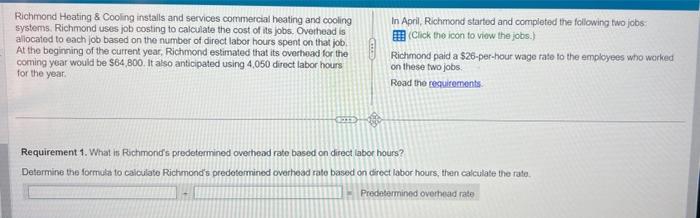 each of the two jobs based on direct labor hours. 3. What