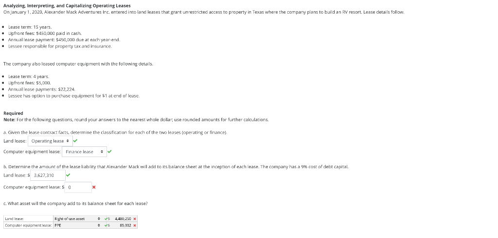 Analyzing, Interpreting and Capitalizing Operating Leases On January 1, 2020, Alexander
