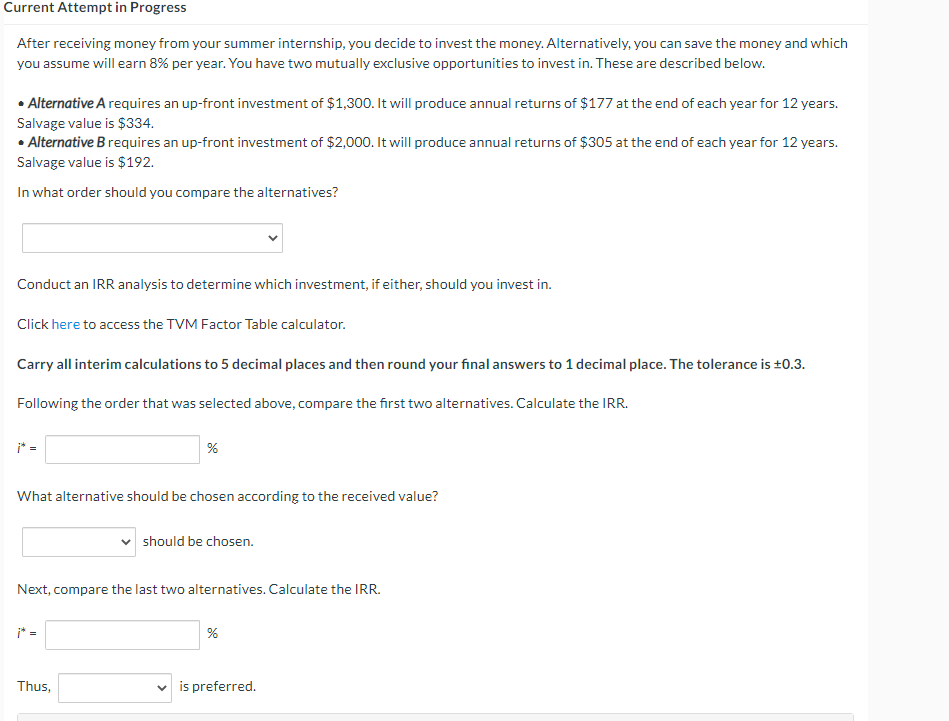 s Please solve by hand not excel Current Attempt in Progress After