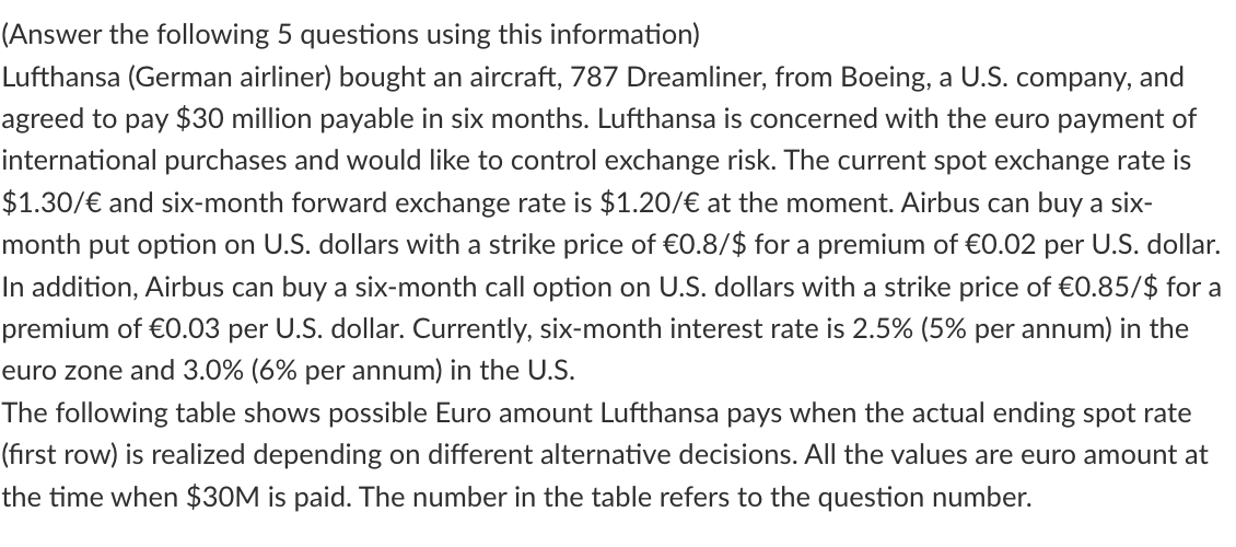  (Answer the following 5 questions using this information) Lufthansa (German airliner)