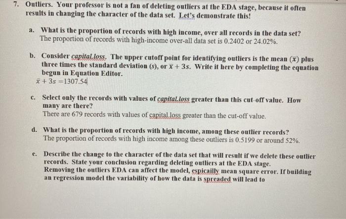  Clearly explanation in 7e and 6 based on the data 7.