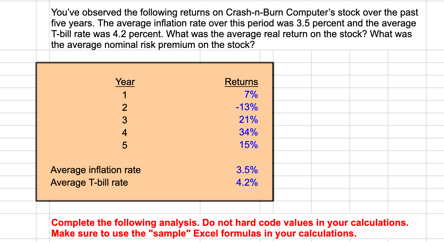 PLEASE ANSWER IN EXCEL FORM WITH EXACT CELL FORMULAS USED TO SOLVE