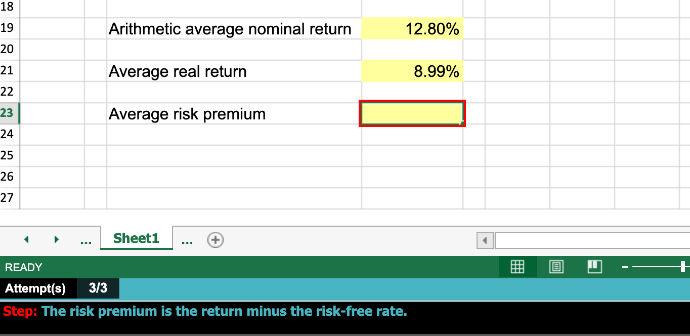 EACH OF THE YELLOW BOXES. You've observed the following returns on Crash-n-Burn