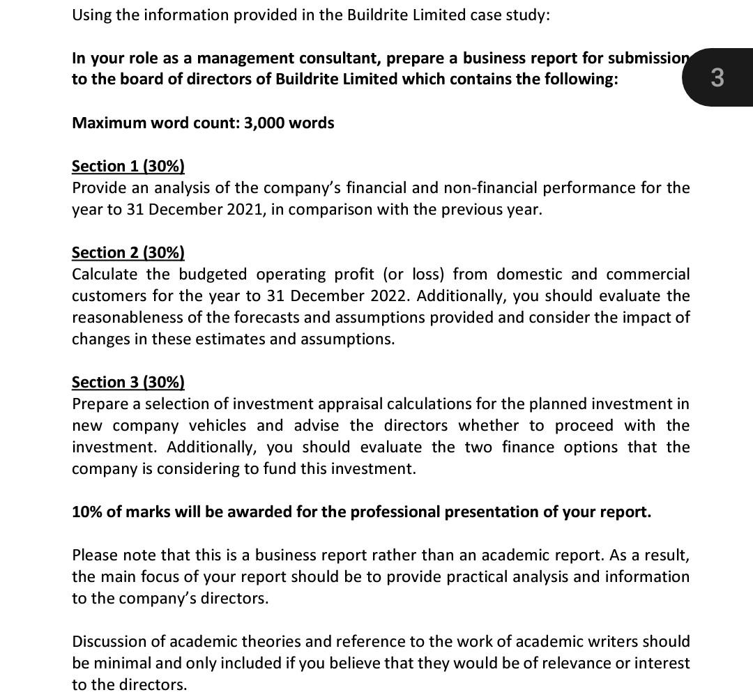  Using the information provided in the Buildrite Limited case study: In