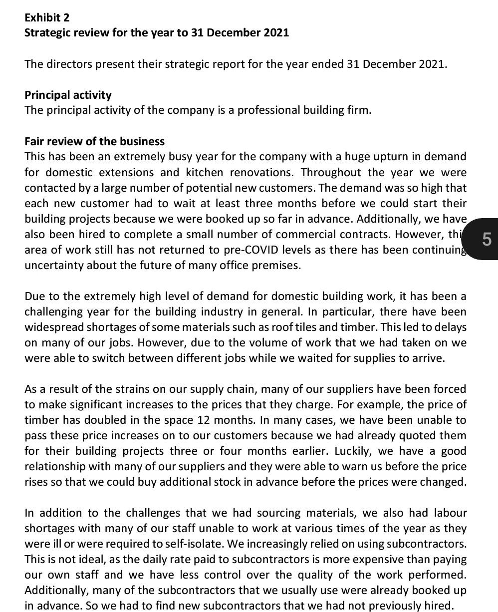 to the board of directors of Buildrite Limited which contains the following: