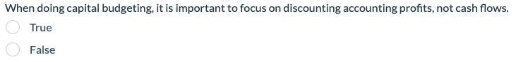 project. Therefore, they do not affect a project's NPV. True False When