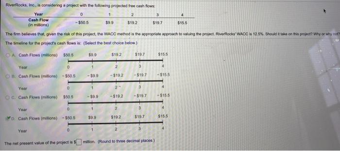  4 River Rocks, Inc., is considering a project with the following