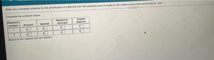  andwer each box question 6 Write out a completo schedule for