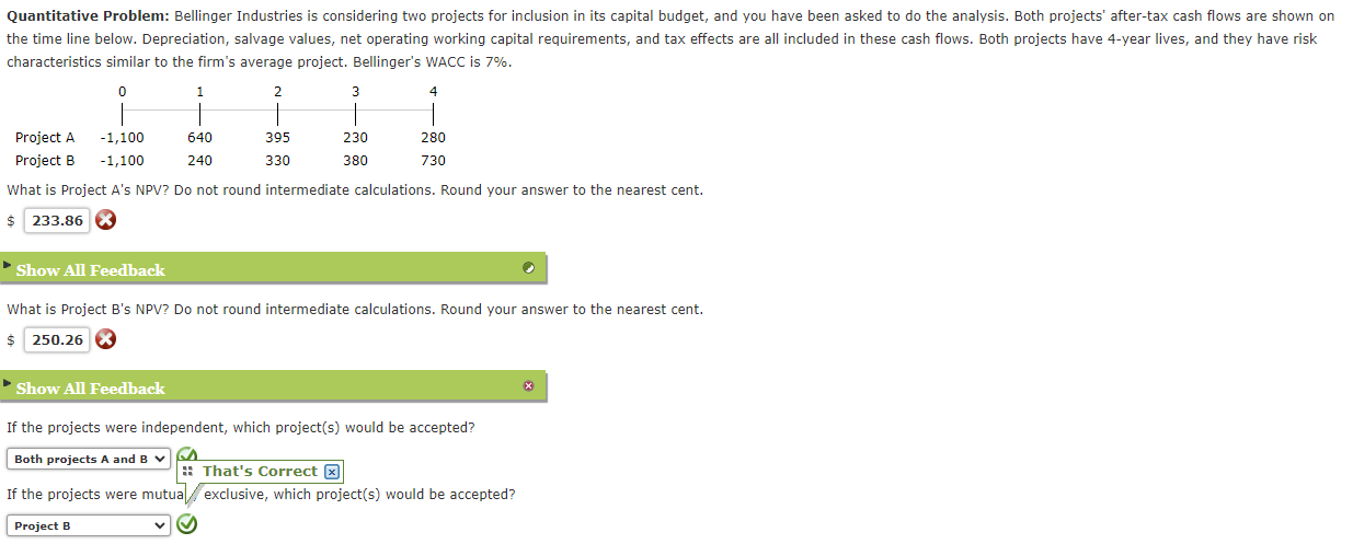 Image to Text: Bellinger Industries is considering two projects for inclusion in