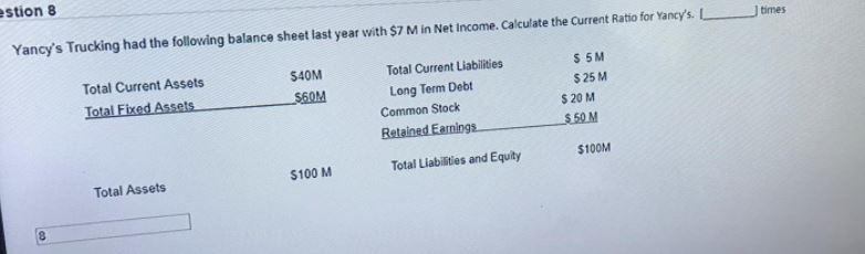 following balance sheet for last year. Their sales last year were $