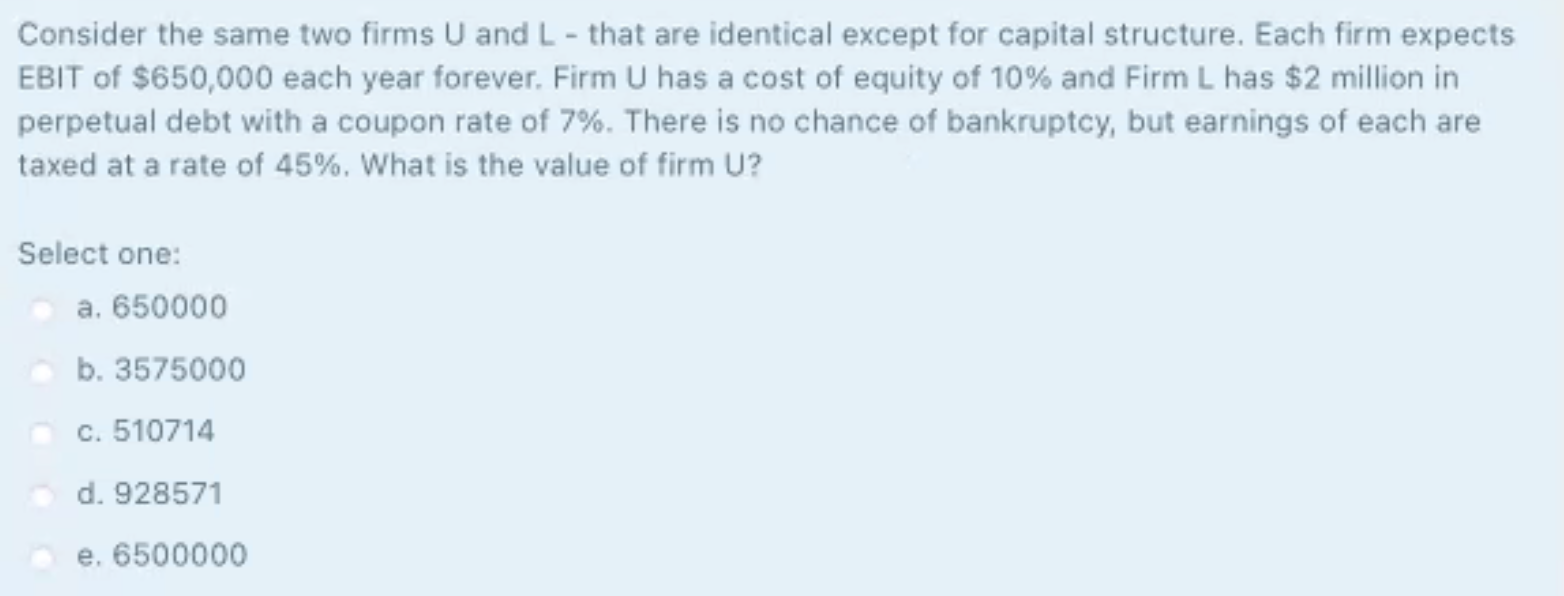  Consider the same two firms U and L - that are