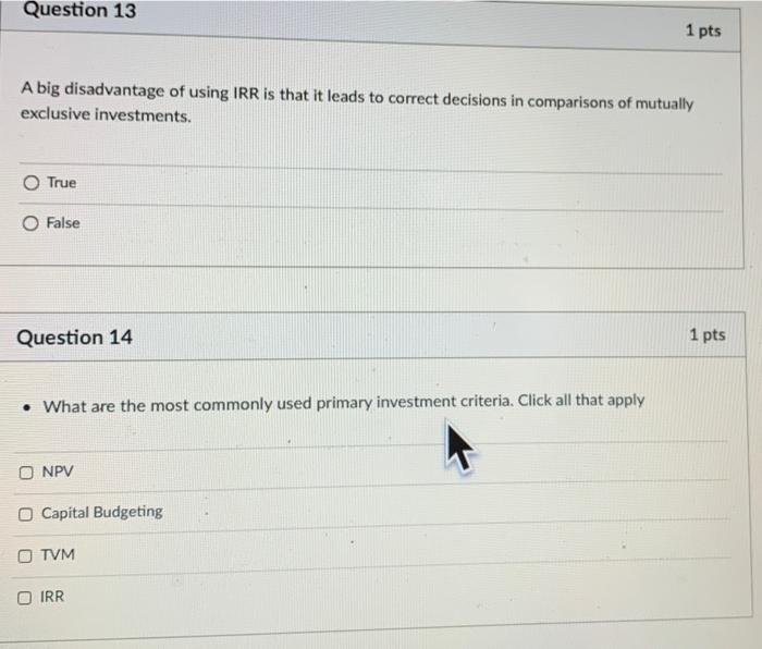 please help me answer this question thank you Question 13 1 pts