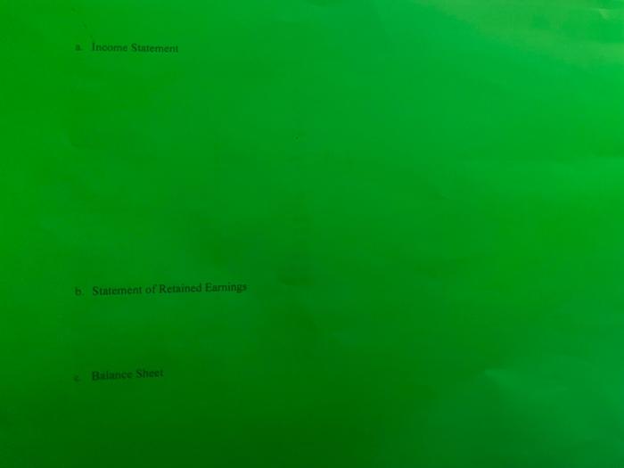 statement and Statement of retained carings using the data below: Data Section