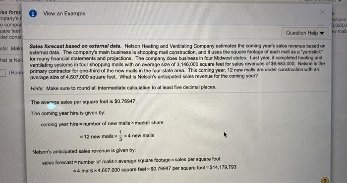 of 1 pt P12-4 (similar to) Question Help Salos forecast based on