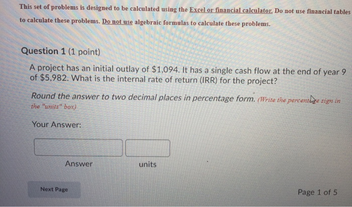  This set of problems is designed to be calculated using the