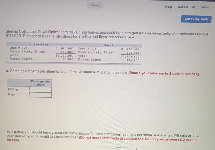  Saved Help Save & Exit Submit Check my work Sterling Optical