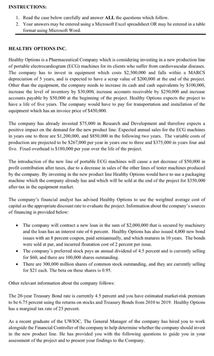  INSTRUCTIONS: I. Read the case below carefully and answer ALL the