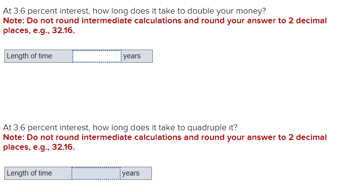  At 3.6 percent interest, how long does it take to double