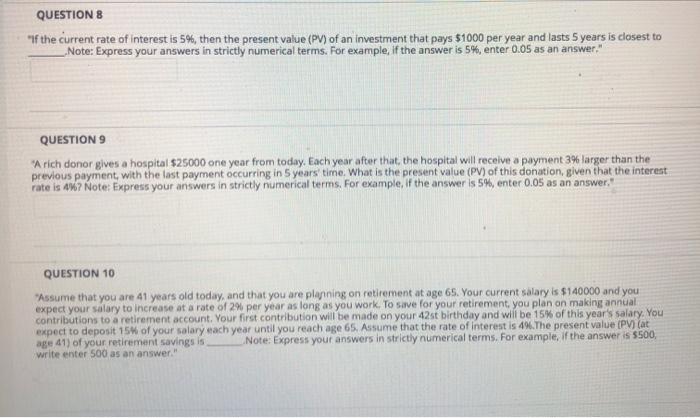 help me to make sure mine is correct for question 8,9,10 QUESTIONS