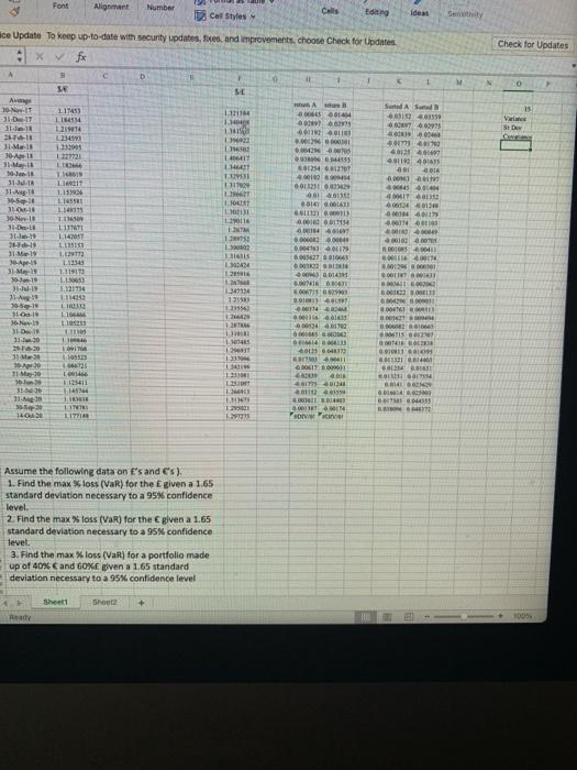 How do i calculate Value at risk using the given data (questions