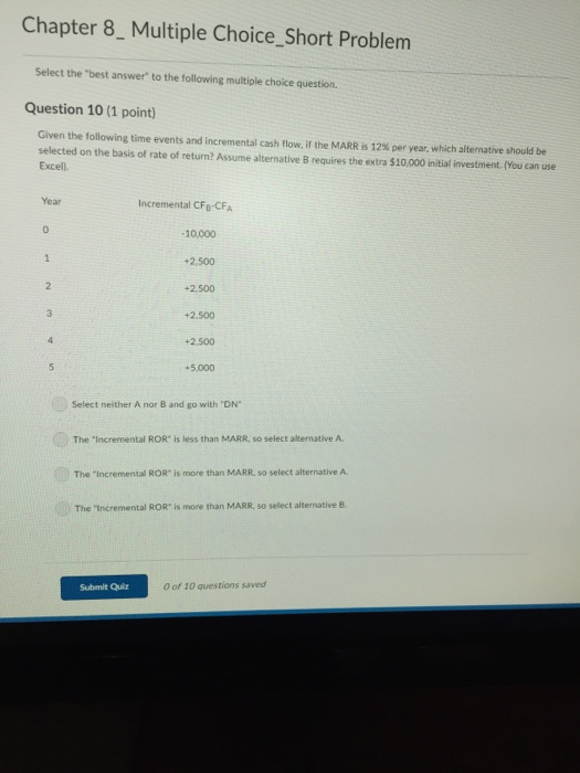  Chapter 8_ Multiple Choice_Short Problem Select the "best answer to the
