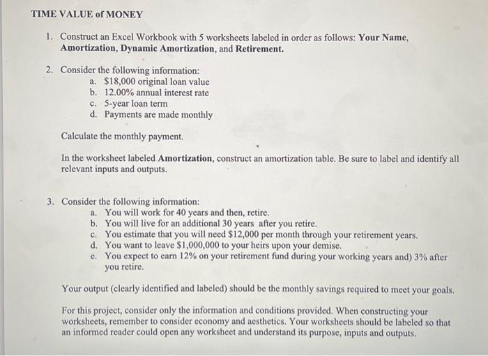 please show how to construct the excel workbook and solve questions!! (please