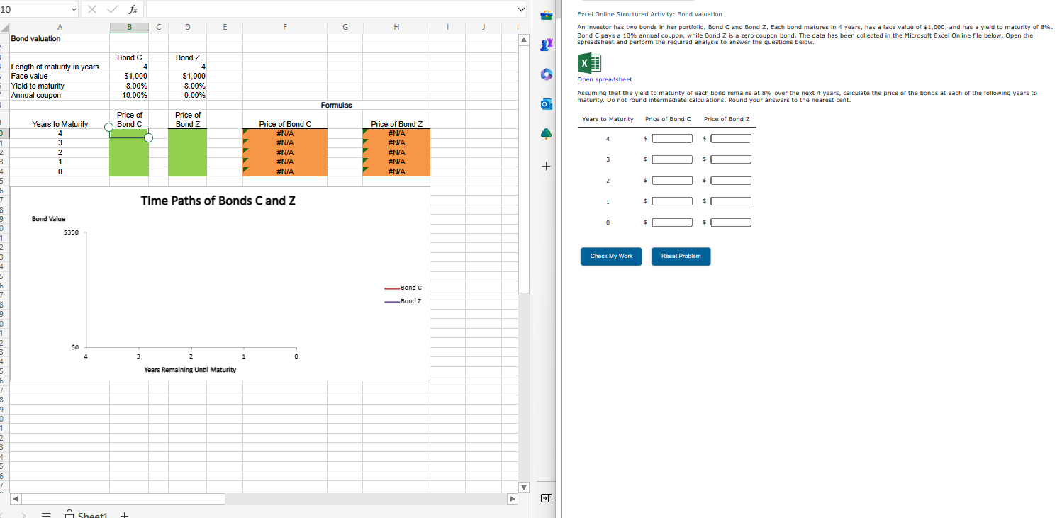 10 A Bond valuation X fx B D E F G H