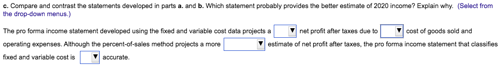 Fixed and Variable Components Sales revenue $1,399,000 for the Year Ended December